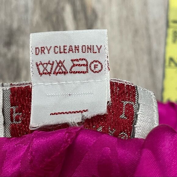 Adrianna Papell Fuchsia Pink Silk Skirt With Floral Design Size 8 - Picture 9 of 10